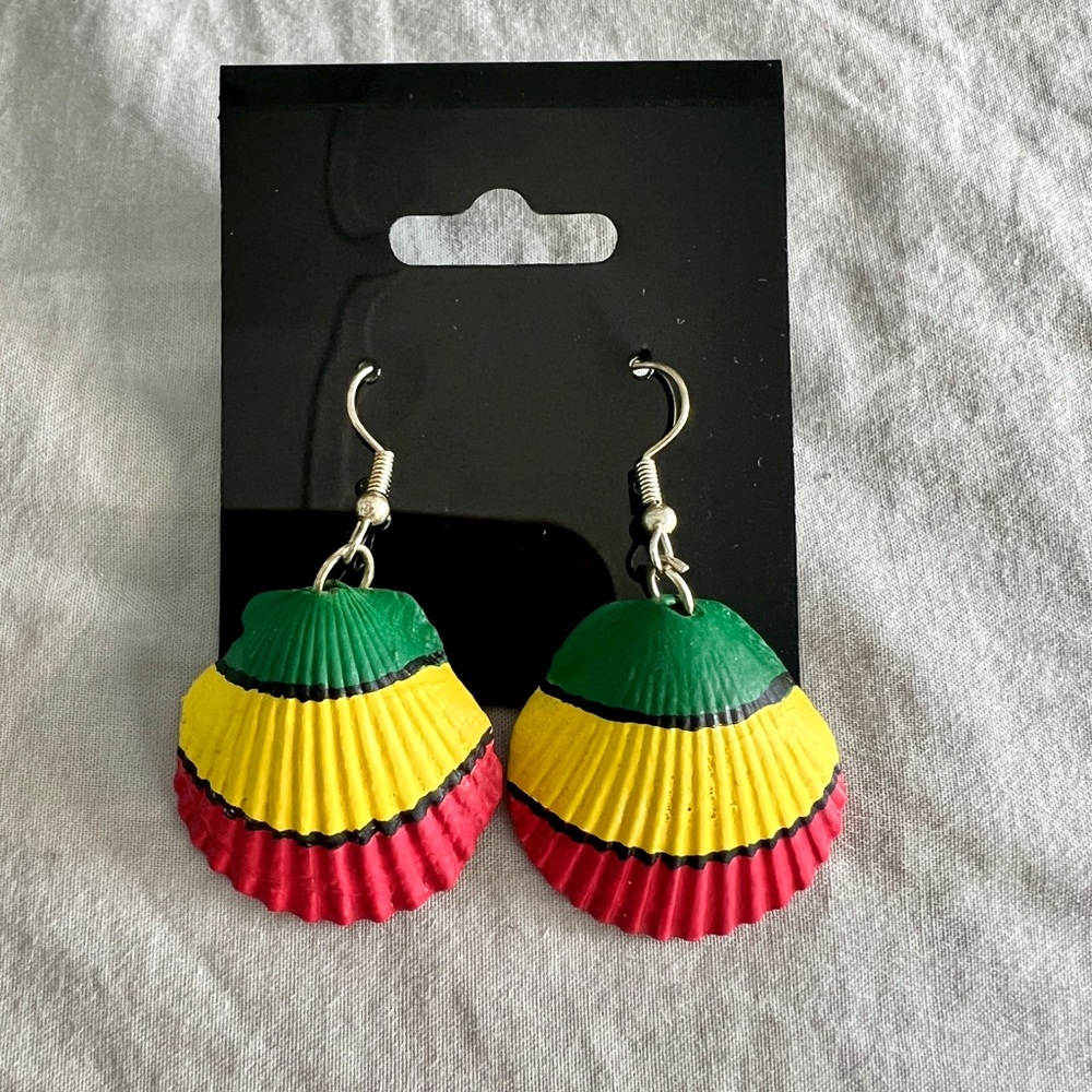 Hand painted shell earrings
